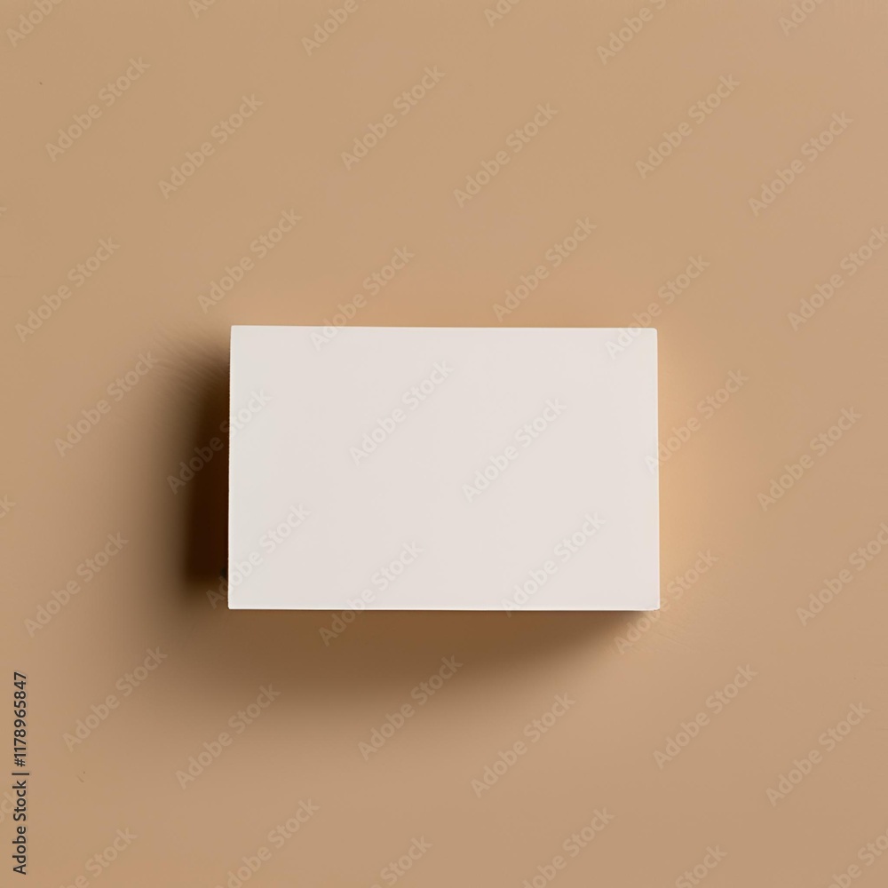 Blank white business card mockup on beige background. Blank white business card mockup on beige background.