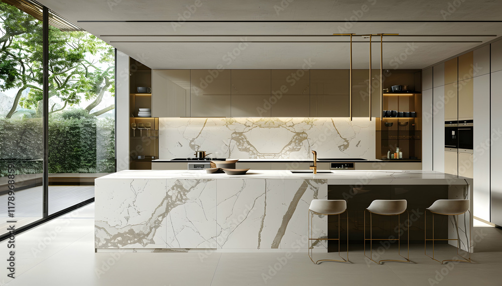Modern Kitchen 3D Render Luxurious Design Modern Kitchen 3D Render Luxurious Design