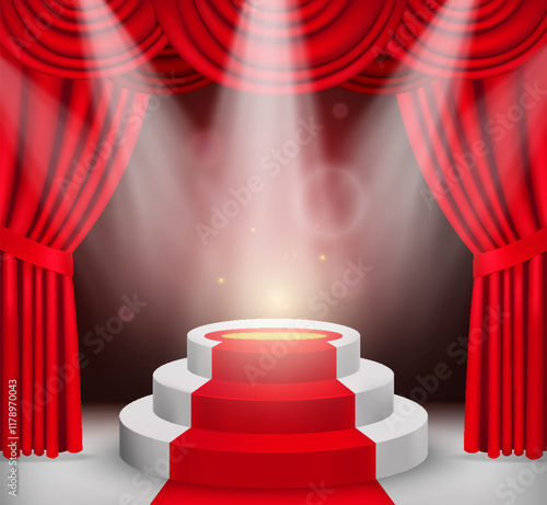 Red carpet composition in realistic style
