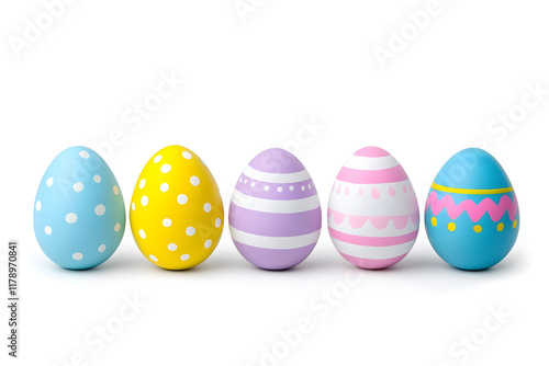 Colorful easter eggs collection isolated on white background