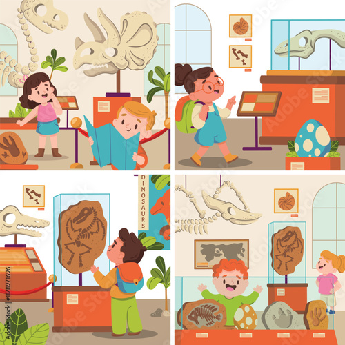 International museum day cards in flat design