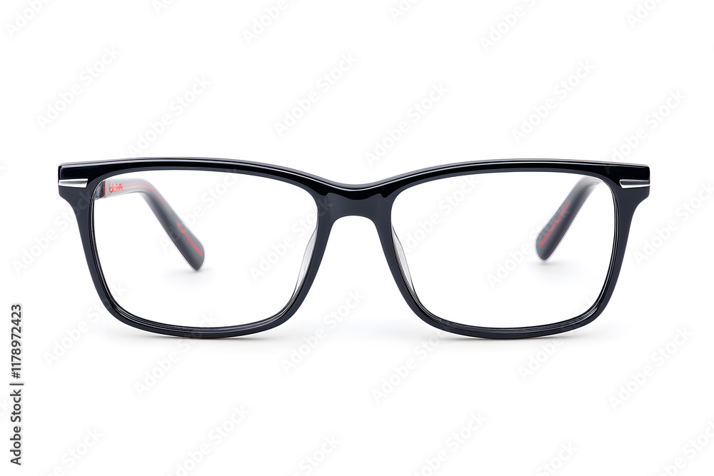 Fototapeta premium A pair of classic, black-rimmed eyeglasses isolated on white background