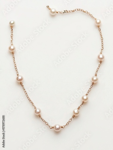 Wallpaper Mural gold chain,necklace with pearls  on a white  Torontodigital.ca