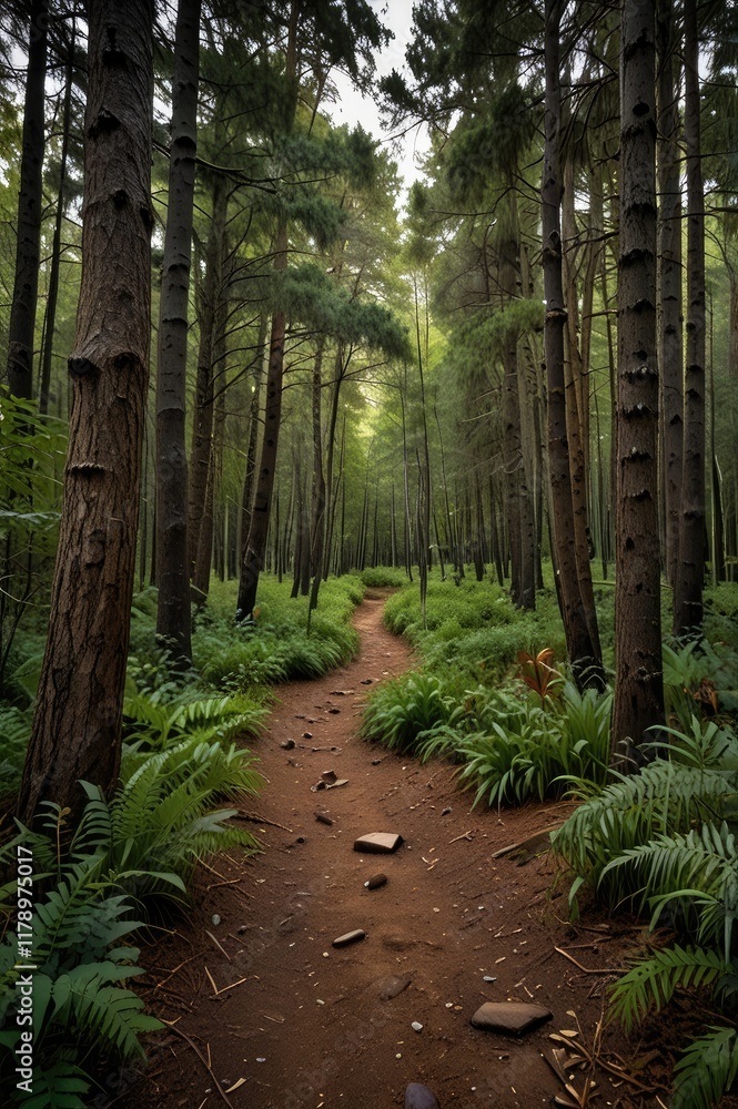 Fototapeta premium hiking trail,Hiking trails surrounded by dense forest