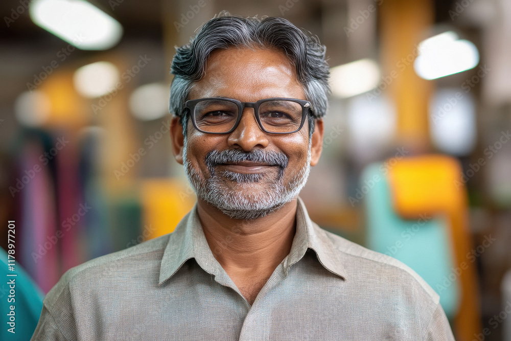 Obraz premium indian man standing at garmet shop