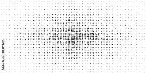 Abstract vector illustration with small circle and pixels. Dot halftone with randomus opacity