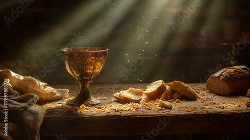 The Last Supper Table After the Meal, Symbolizing the Sacrifice of Jesus