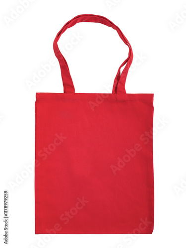 Red canvas bag is isolated on a white background.