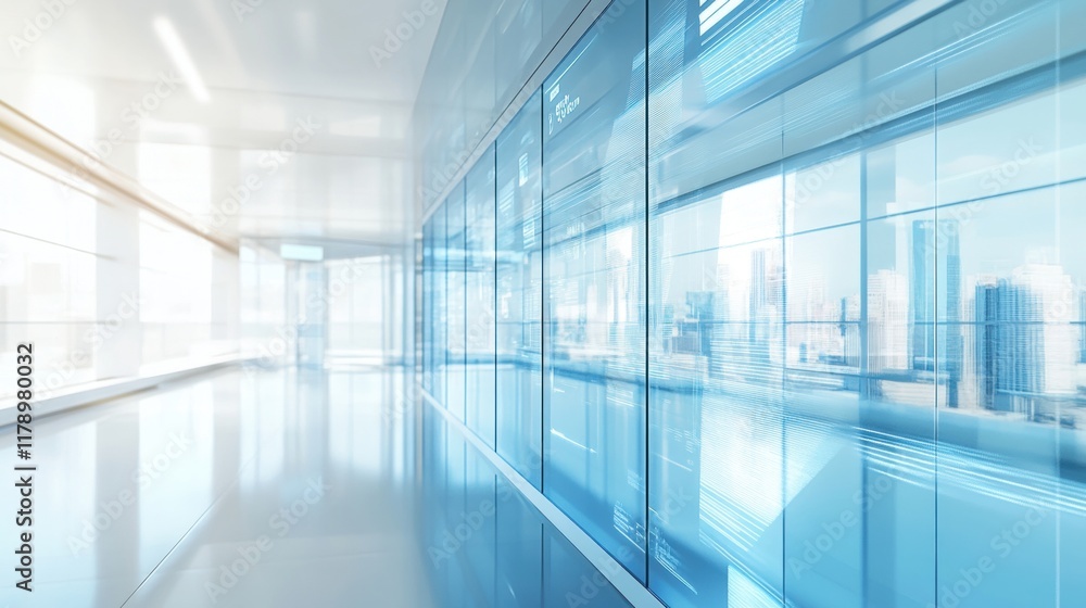 Futuristic glass wall featuring interactive transparent displays, advanced technology elements, sleek design, modern aesthetics Futuristic glass wall featuring interactive transparent displays, advanced technology elements, sleek design, modern aesthetics