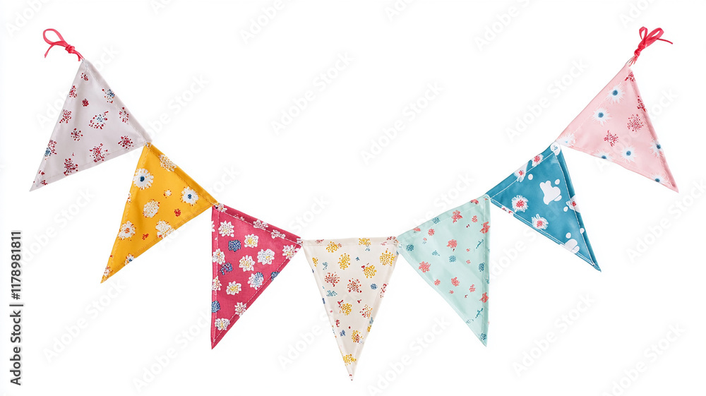 Obraz premium Multicolor Triangular Bunting Party Decoration isolated on white background
