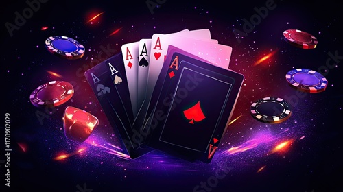 Royal flush winning combination of cards photo