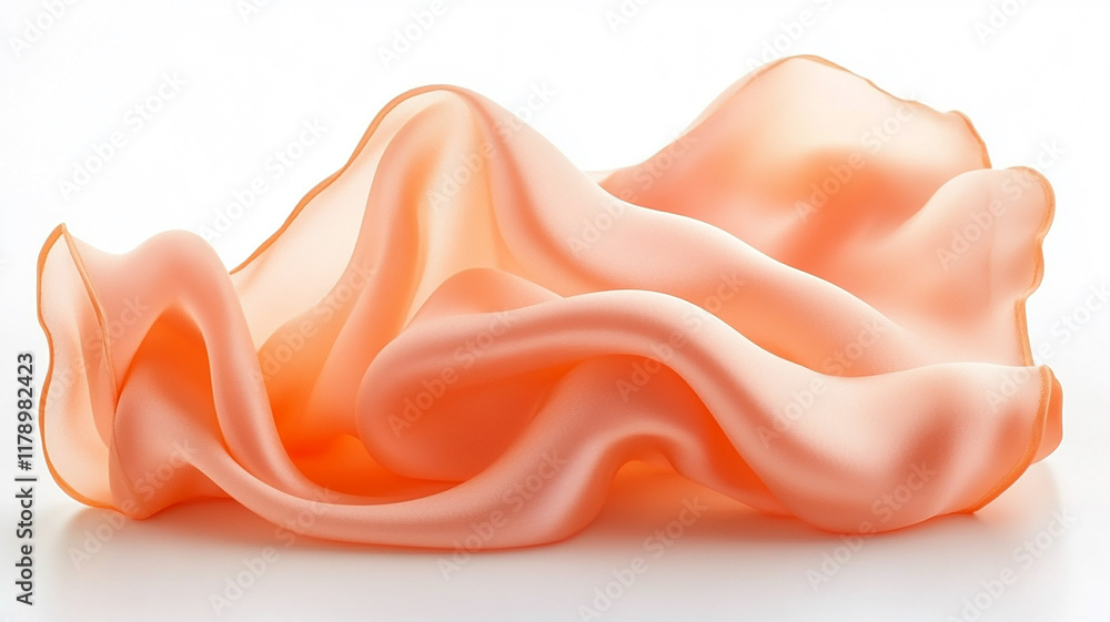 Fototapeta premium peach silk cloth flows beautifully