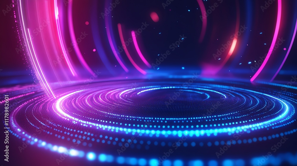 Naklejka premium Abstract 3D Background Pink Blue Neon Lights