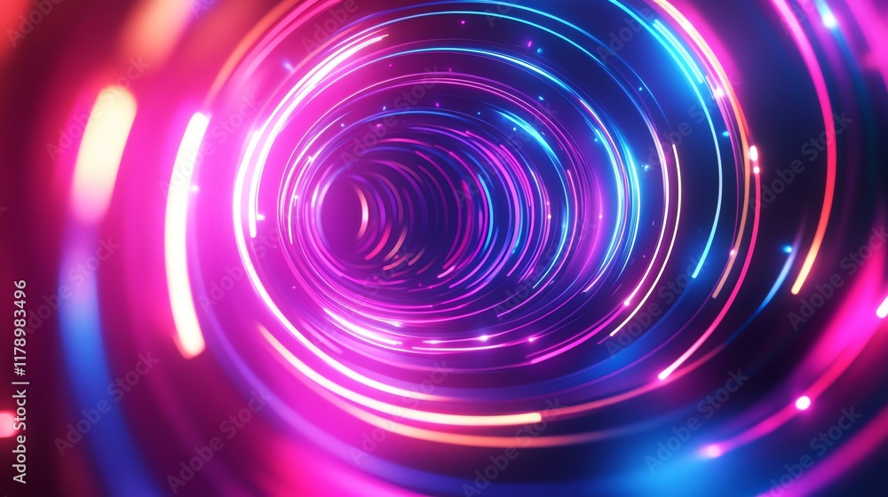 Abstract 3D Neon Tunnel Background Abstract 3D Neon Tunnel Background