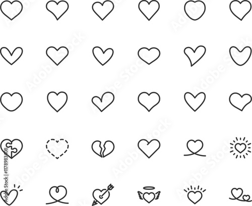 Vector set of heart line icons. Pixel perfect.