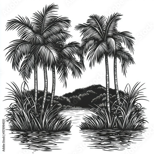 Tranquil Tropical Getaway: Palm Trees by the Ocean Shore