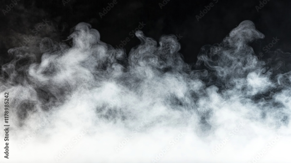 Obraz premium Gray smoke blending into a black background, dramatic effect 