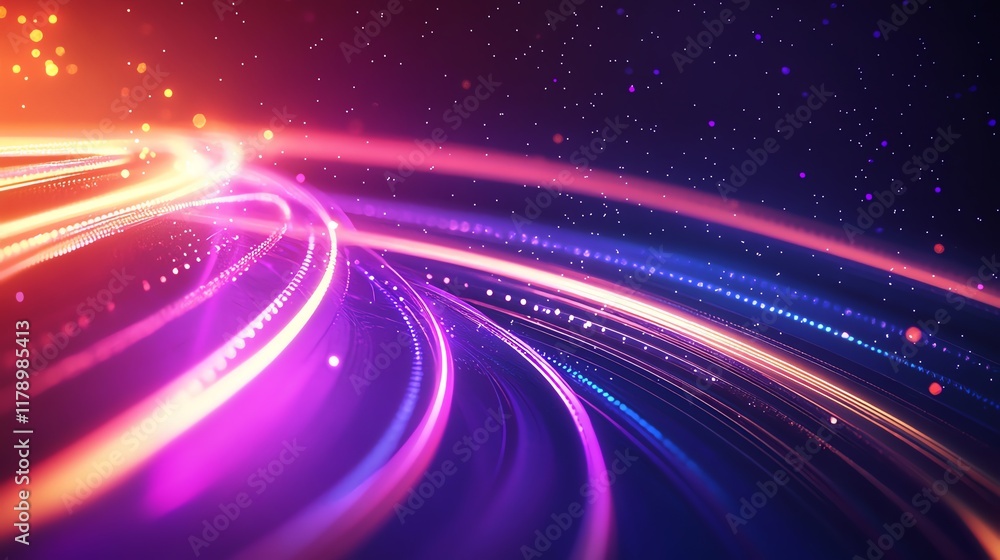 Fototapeta premium Abstract Background 3D Render Glowing Lines