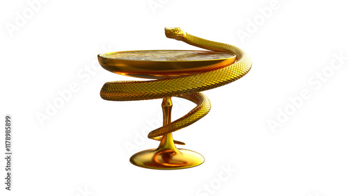 Symbol of medicine snake and bowl of Hygeia on transparent background.