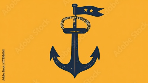 Ship anchor flat icon for apps and websites, symbolizing stability, safety, and direction, ideal for navigation, marine, or adventure-themed digital designs.  photo