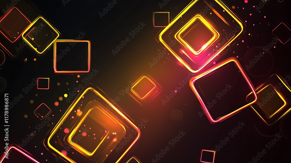 Abstract Glowing Squares Dark Background Design Abstract Glowing Squares Dark Background Design