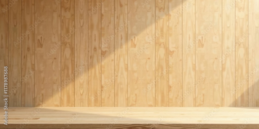 Warm Wooden Background with Empty Tabletop for Product Display Warm Wooden Background with Empty Tabletop for Product Display