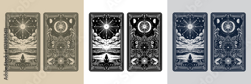 modern beach playing card tattoo design