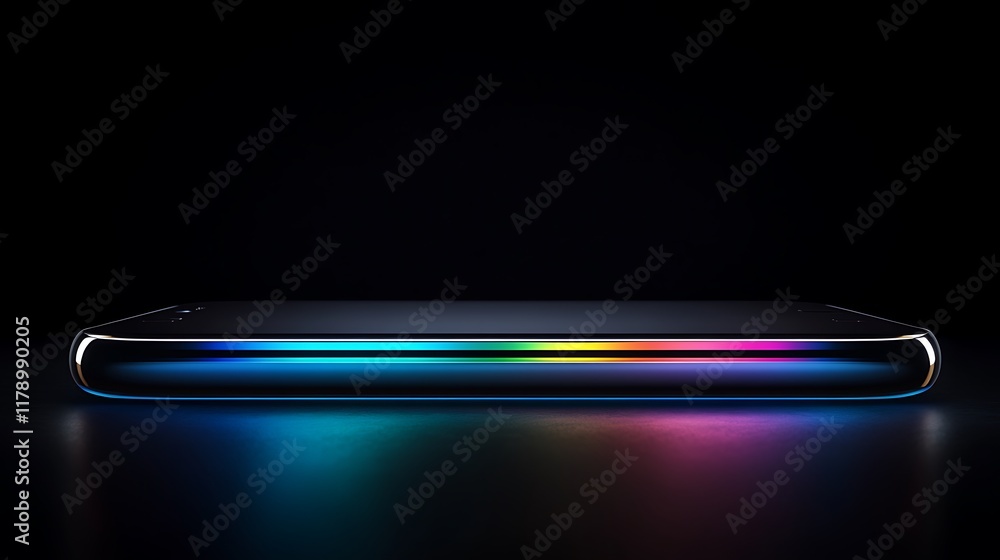 Sleek Modern Smartphone With Rainbow Edge Lighting Sleek Modern Smartphone With Rainbow Edge Lighting