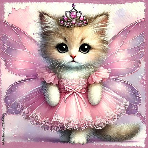 A Gentle Fairy Tale: The Soft Pink Kitten with Shimmering Wings