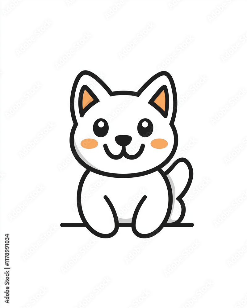 可愛いイヌのイラスト・ステッカー風 可愛いイヌのイラスト・ステッカー風