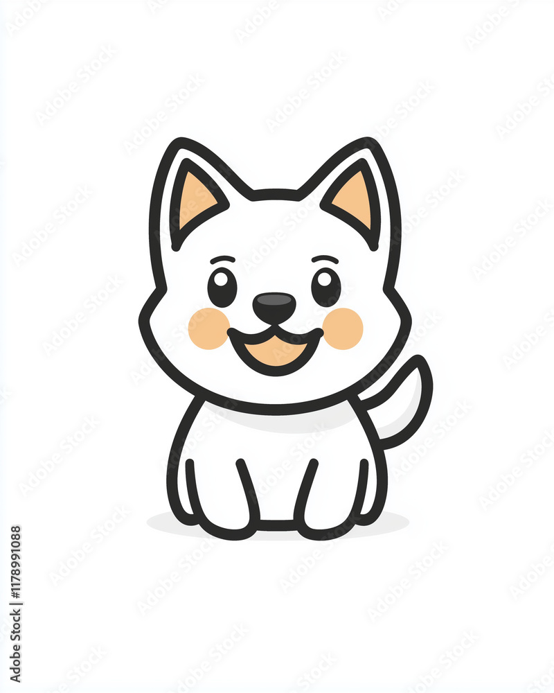 可愛いイヌのイラスト・ステッカー風 可愛いイヌのイラスト・ステッカー風