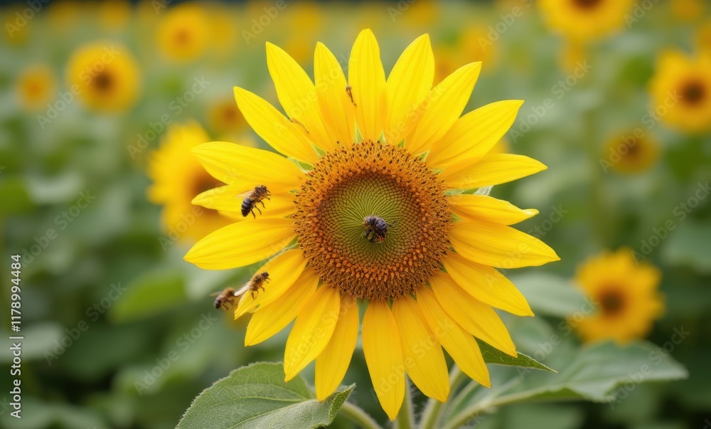 Vibrant sunflower in a blooming field Vibrant sunflower in a blooming field