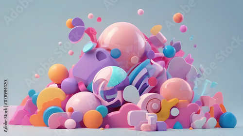 Abstract 3d render, colorful background design, modern illustration