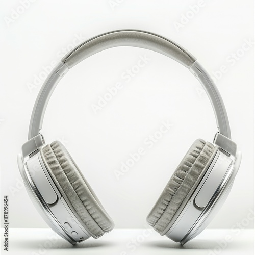 Elegant gray over-ear headphones, showcasing modern design and comfort. photo