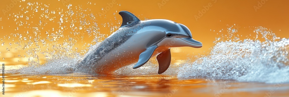 Fototapeta premium Dolphin Leaping at Sunset: A Breathtaking Ocean Moment