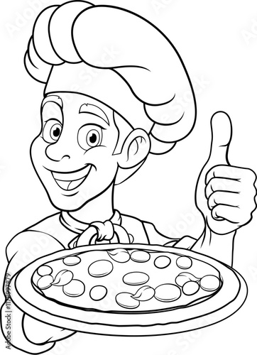 A chef cook holding a pizza...