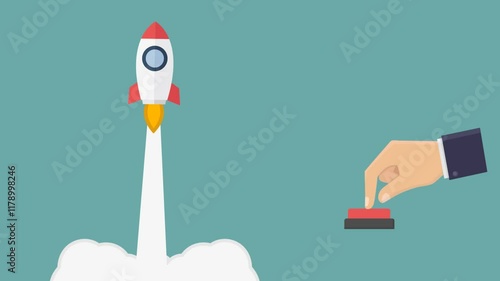 Hand push button and rocket launch