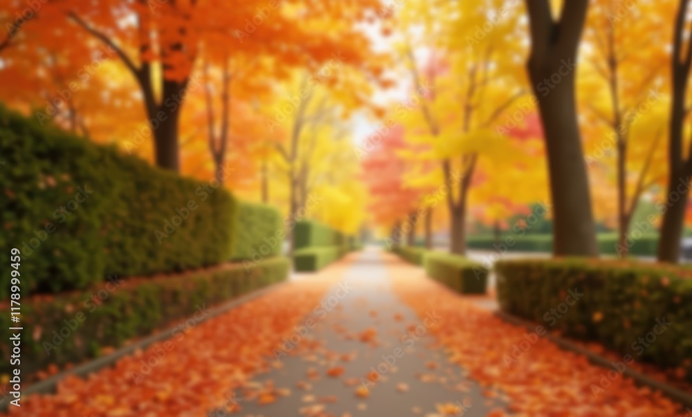 Scenic autumn pathway lined with trees Scenic autumn pathway lined with trees