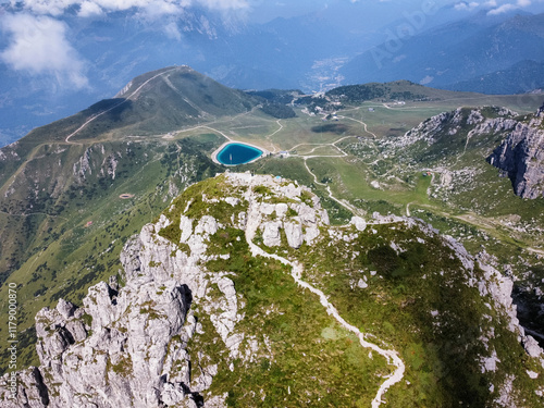 Fotografía aerial view of Piani di Bobbio in summer