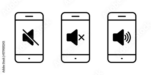 No sound speaker on phone screen icon. Mute and volume audio cellphone sign symbol