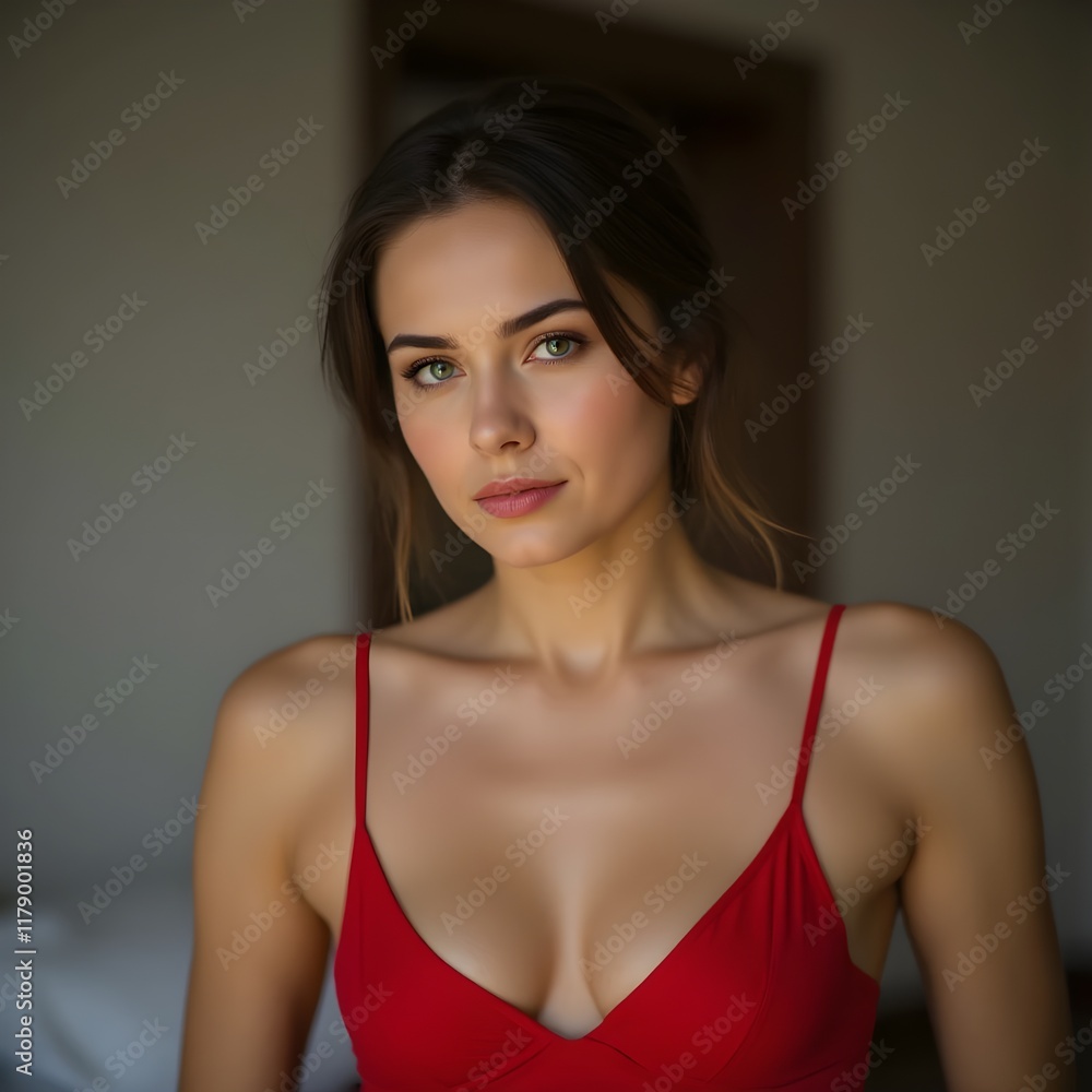 Fototapeta premium portrait of a woman in red dress