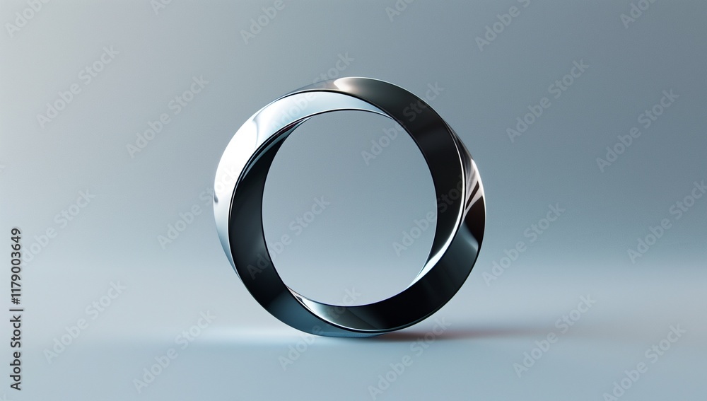 3D render of a sleek, modern ring with smooth curves and a reflective surface on a light blue background. 3D render of a sleek, modern ring with smooth curves and a reflective surface on a light blue background.