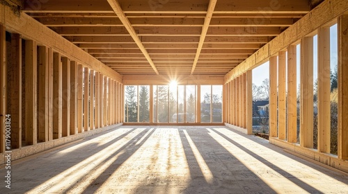 Wallpaper Mural Wooden frame of a new house under construction Torontodigital.ca