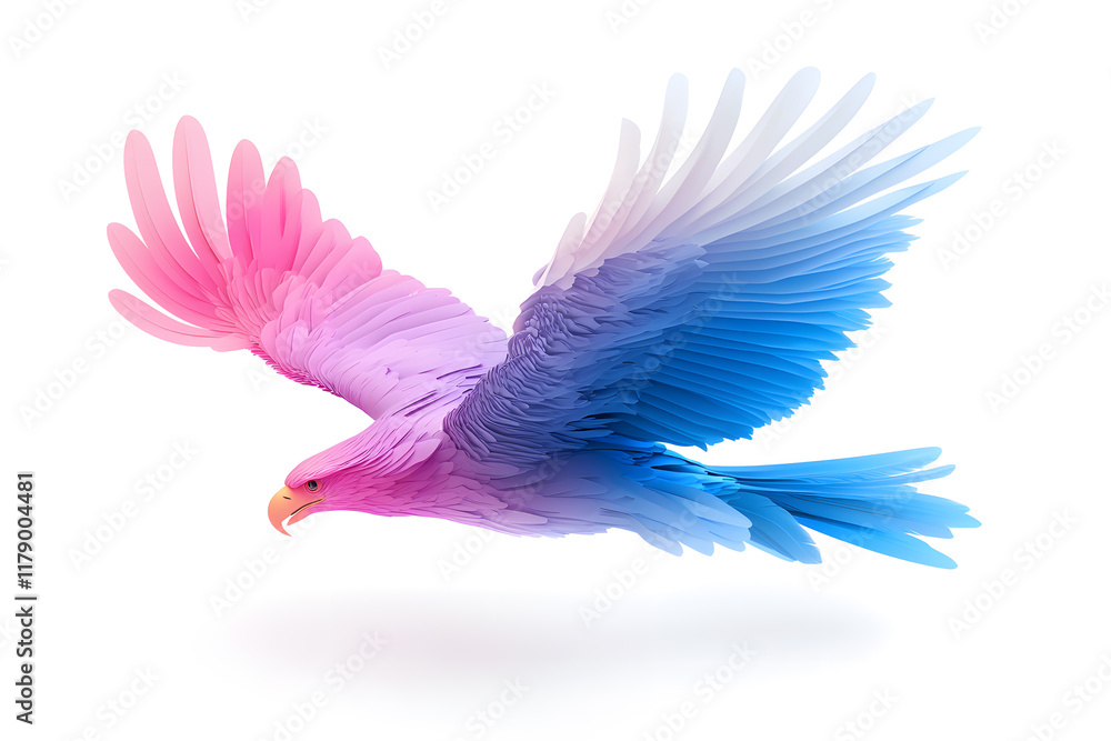 Fototapeta premium Abstract 3D eagle paper cut shape, isolated on a white background