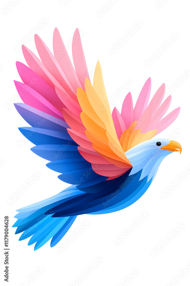 Abstract 3D eagle paper cut shape, isolated on a white background Abstract 3D eagle paper cut shape, isolated on a white background