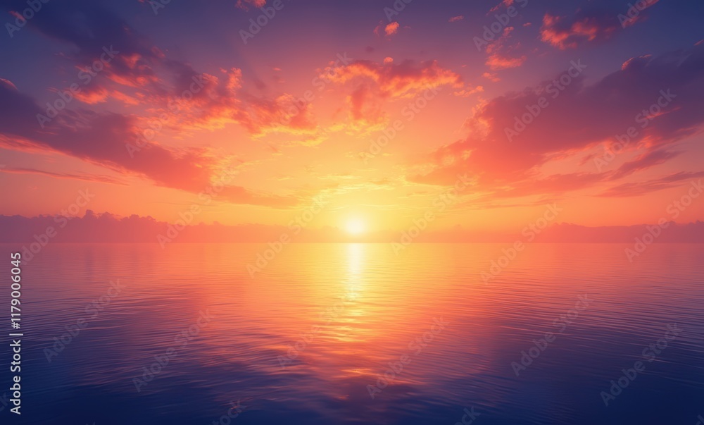 Stunning sunset over calm ocean waters Stunning sunset over calm ocean waters