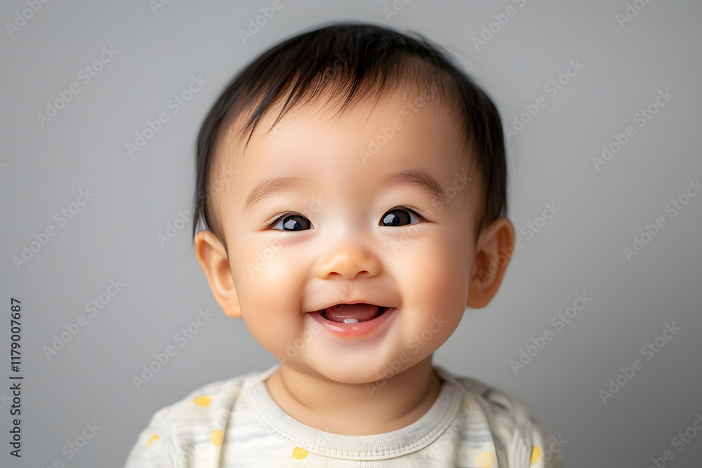 Cheerful portrait of a smiling South East Asian baby boy with a joyful expression on a clean background Cheerful portrait of a smiling South East Asian baby boy with a joyful expression on a clean background