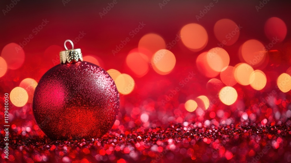 Fototapeta premium Christmas xmas background red abstract valentine, Red glitter bokeh vintage lights, Happy holiday new year, defocused.
