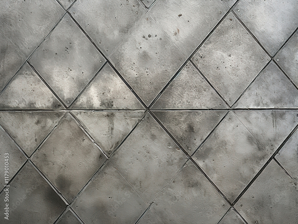 Obraz premium Superb Abstract background of beveled gray metal tiles with a triangle pattern