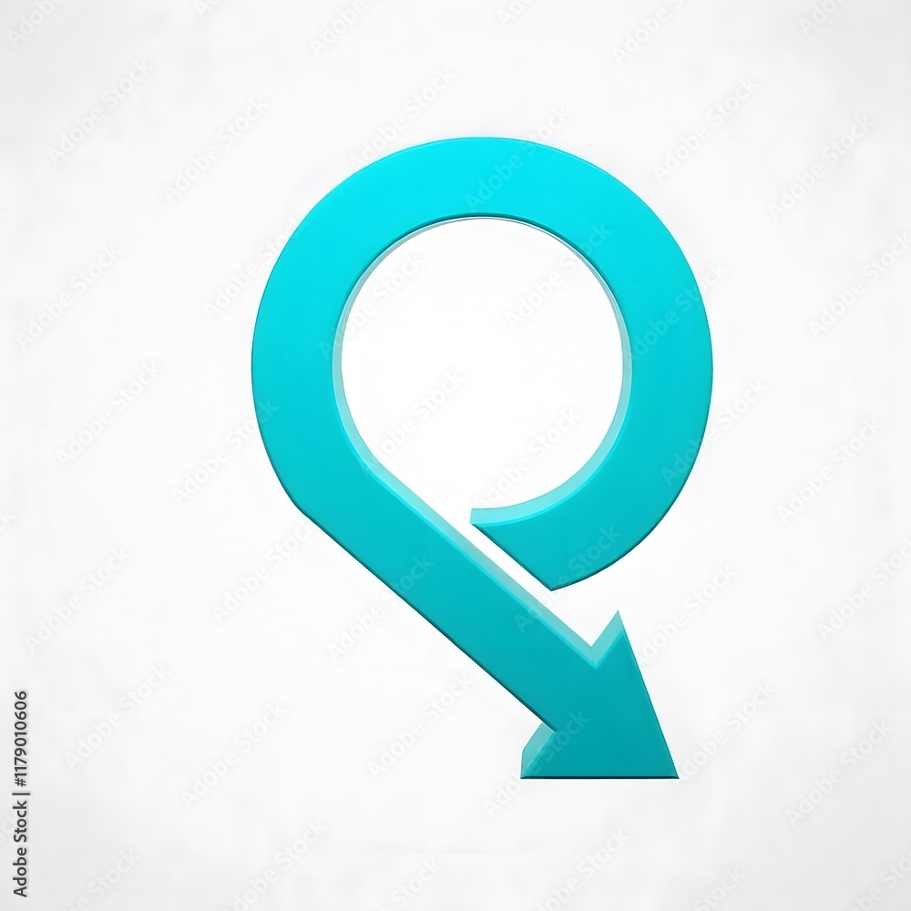 A blue arrow that forms a circular shape with a smaller circle inside A blue arrow that forms a circular shape with a smaller circle inside